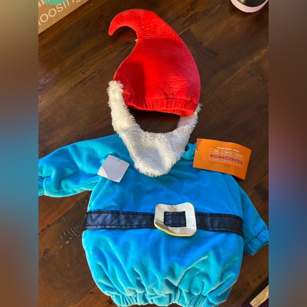 Gnome/elf costume 6-12 month, fits bigger
